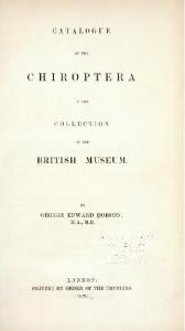 Catalogue of the chiroptera