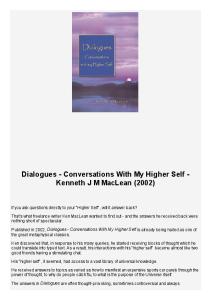 Dialogues Conversations with my Higher Self