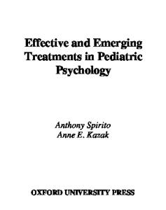 Effective and Emerging Treatments in Pediatric Psychology