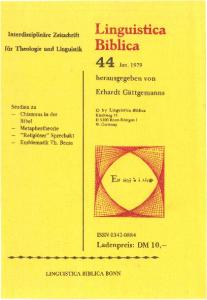 Linguistica Biblica. Interdisziplinäre Zeitschrift für Theologie und Linguistik, Heft 44