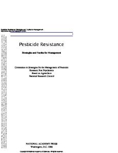 Pesticide Resistance: Strategies and Tactics for Management
