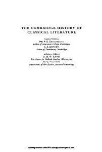 The Cambridge History of Classical Literature, Vol. 2: Latin Literature